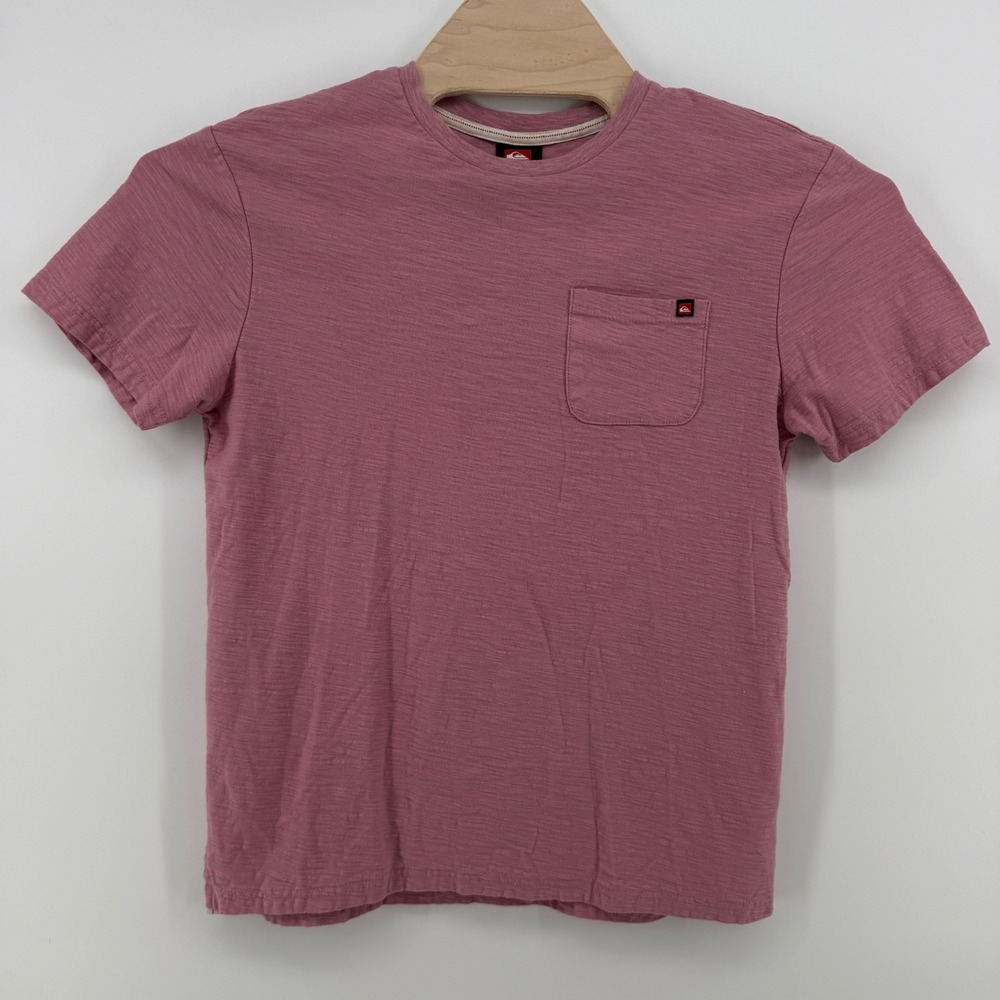 Quiksilver Mens Small Mauve Pink Slub Knit Short Sleeve Pocket T-Shirt Cotton